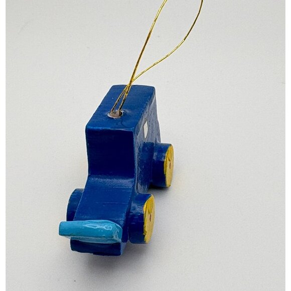 Handmade Blue Wooden Vintage Car Christmas Tree Ornament - Picture 6 of 7